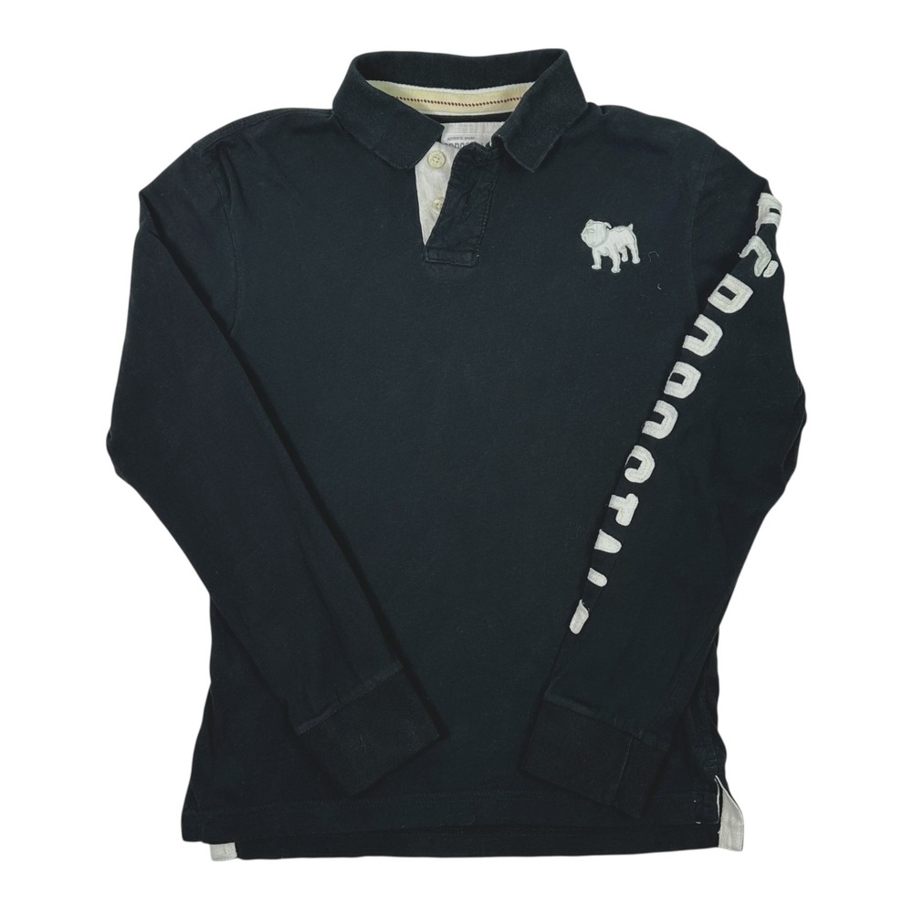 Aeropostale Men's Long Sleeve Polo Black Bulldog Graphic Logo Small - Picture 9 of 9